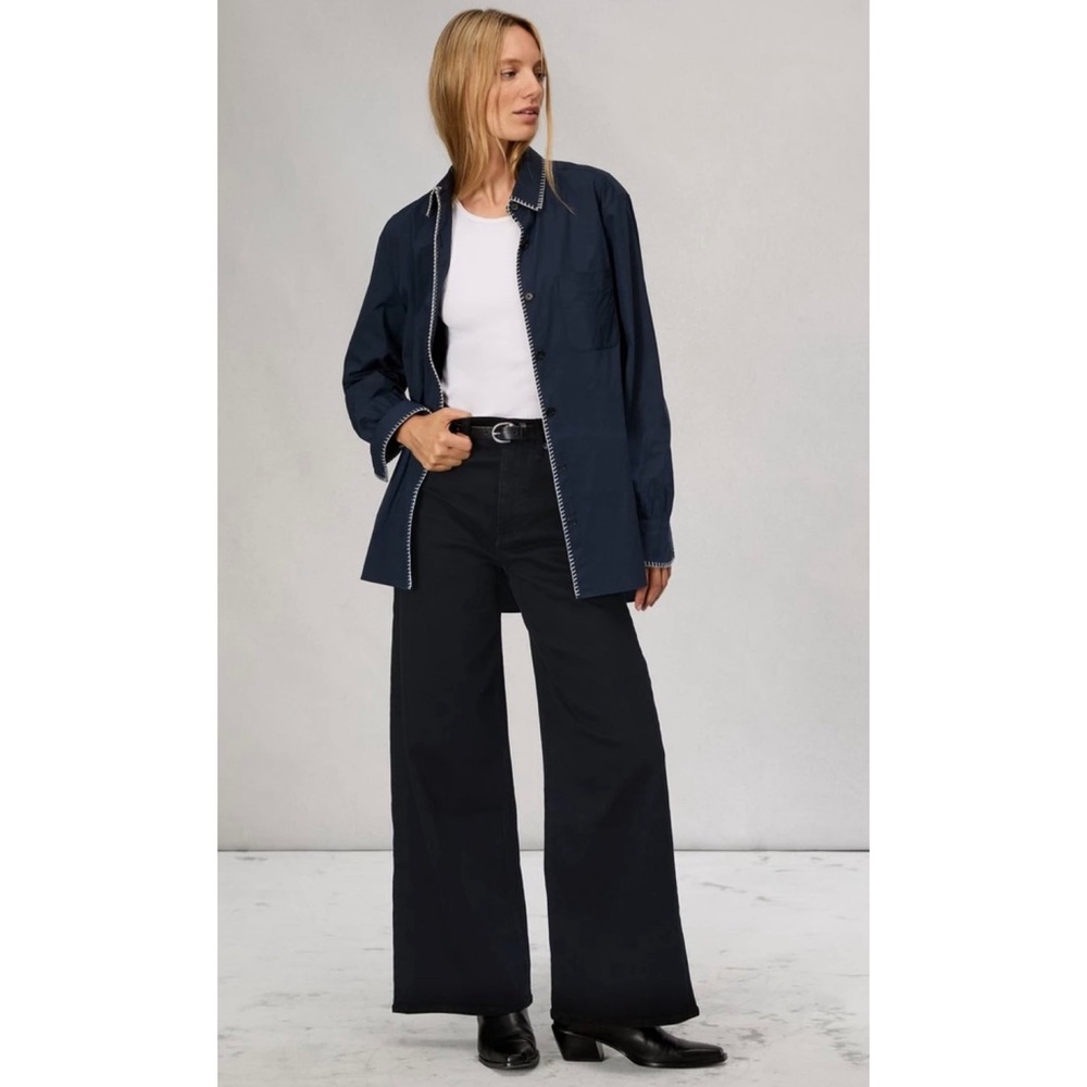 Rag & Bone Sofie High-Rise Ankle Ultra Wide Leg Pants Size 31 Black Classic